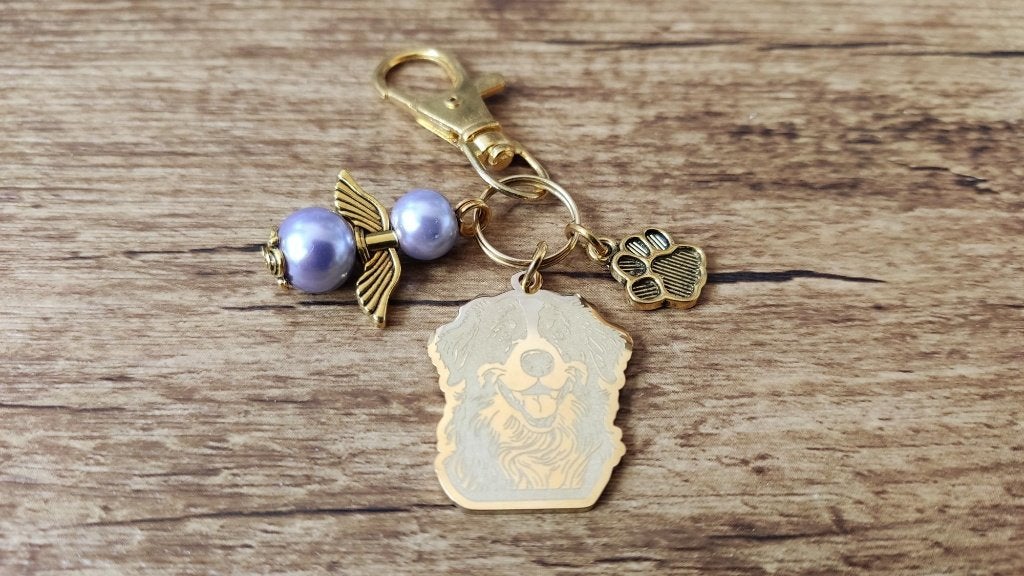 Tas/Sleutelhanger Berner sennen RVS gold beschermengeltje, Verzenden, Nieuw, Overige kleuren, Handtas