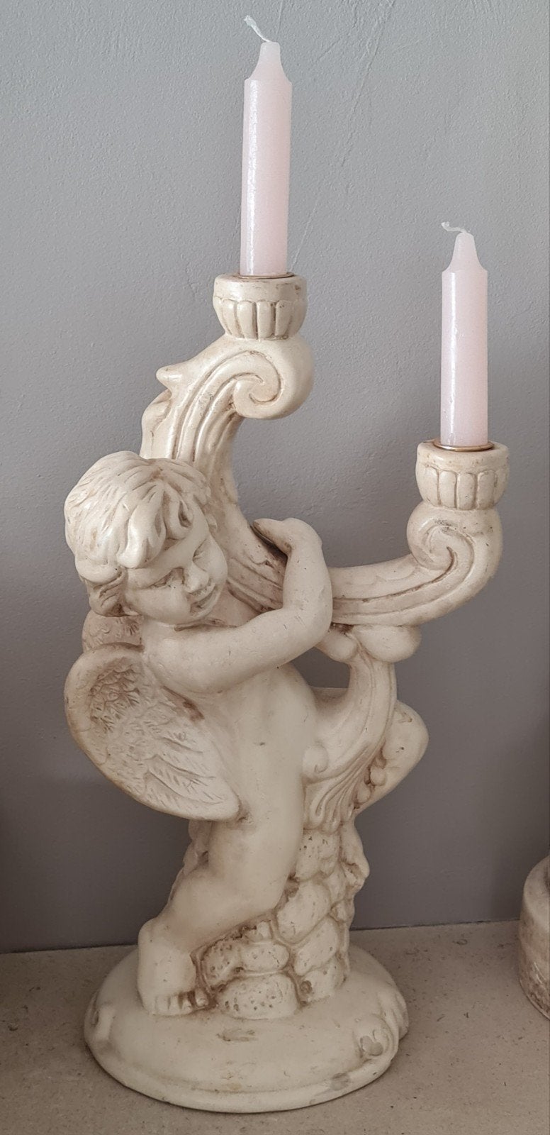 Brocante kaarsenhouder engel barokstijl, Ophalen