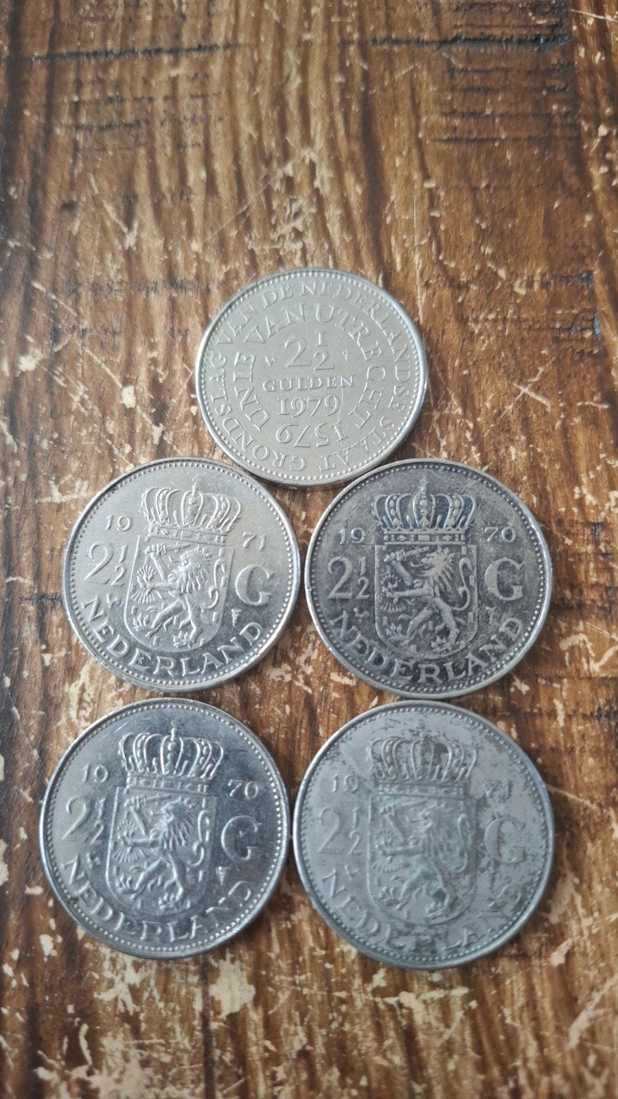 5 munten van 2½ gulden, Postzegels en Munten, Munten | Nederland, Ophalen of Verzenden, Koningin Juliana, 2½ gulden, Geboorte of Huwelijk