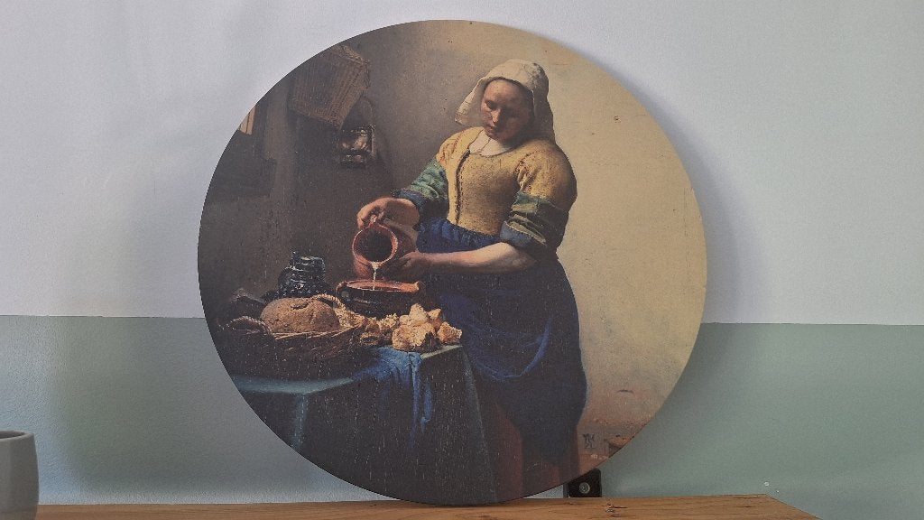 Wandcirkel hout Melkmeisje, Ophalen, Gebruikt, 45 cm, Hout