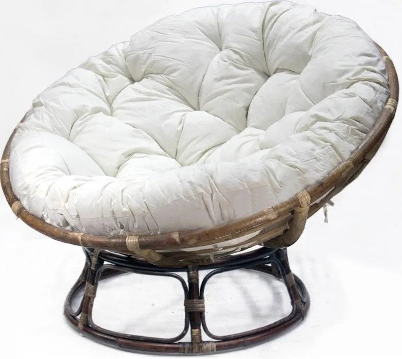 Comfortabele Papasan stoel met wit kussen, Huis en Inrichting, Stoelen, Ophalen, Gebruikt, Wit, Stof