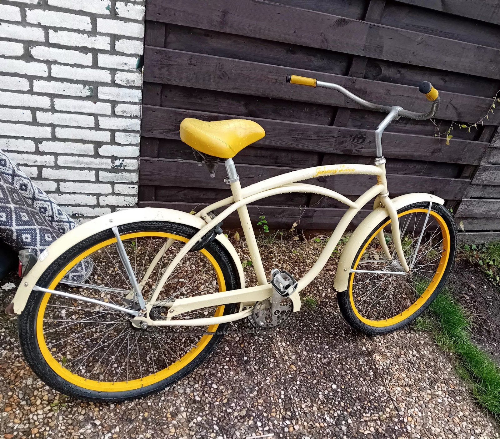 Johnny Loco Beach Cruiser - Crème/Geel, Overige merken, Terugtraprem, Gebruikt, 49 tot 53 cm