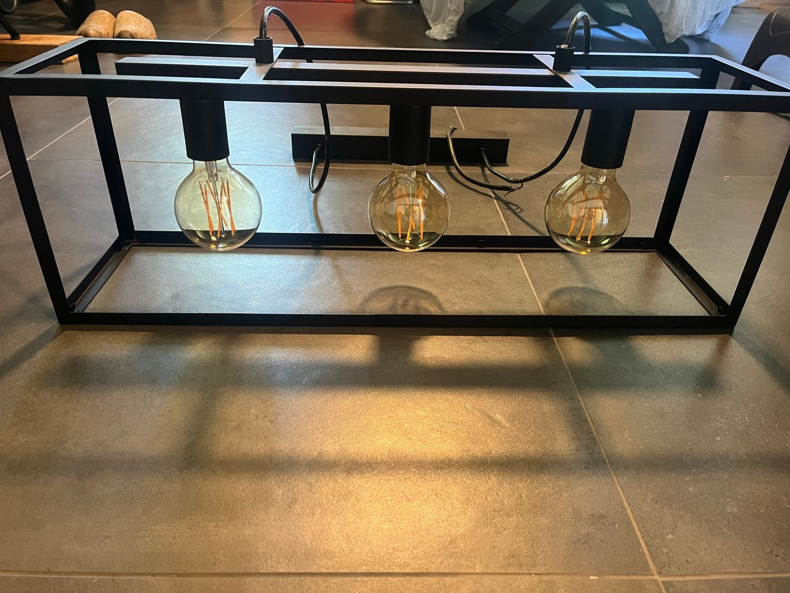 Moderne Zwarte Eettafel Lamp - 70x20x20 cm, Huis en Inrichting, Lampen | Hanglampen, Ophalen, Zo goed als nieuw, Metaal, E27 (groot)
