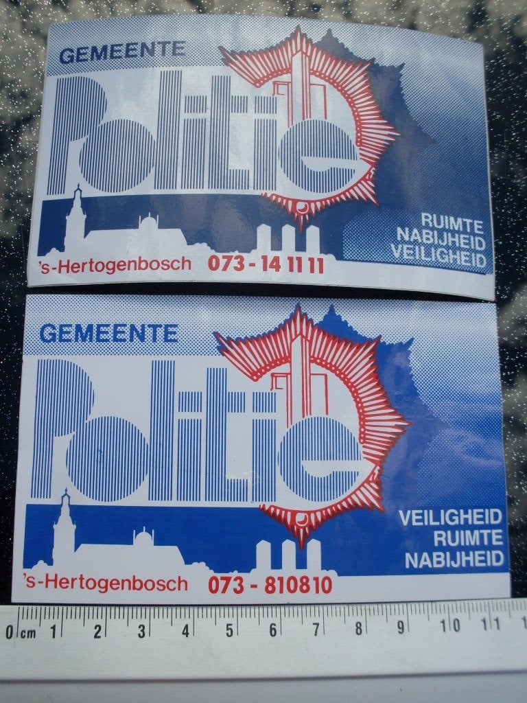 2x sticker gemeente politie 's-Hertogenbosch den bosch logo, Verzenden, Zo goed als nieuw, Bedrijf of Vereniging