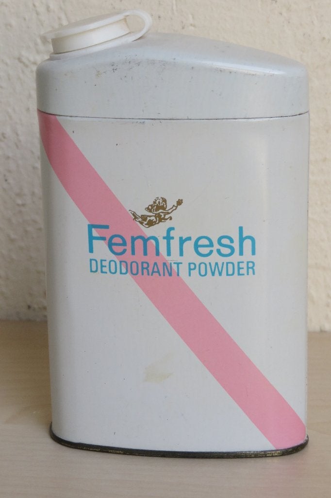Vintage Femfresh talkpoeder blik, Verzamelen, Ophalen of Verzenden, Gebruikt, Gebruiksvoorwerp
