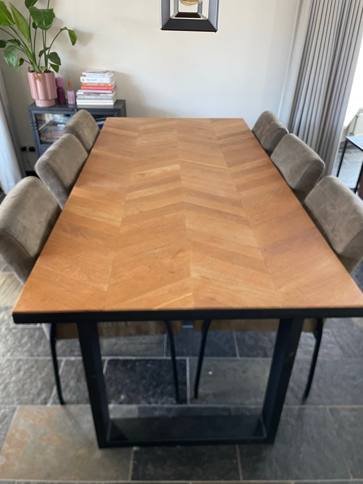 Eettafel met stoelen, Huis en Inrichting, Tafels | Eettafels, Ophalen, Gebruikt, 200 cm of meer, 50 tot 100 cm