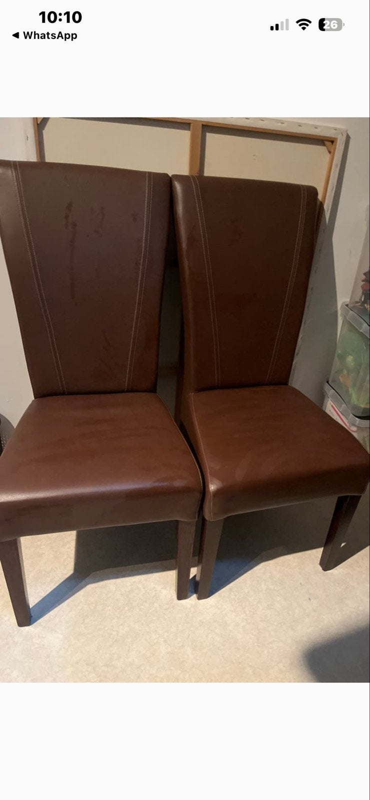 2 bruine echte leren stoelen in nette staat 40,00, Ophalen, Gebruikt, Twee, Bruin