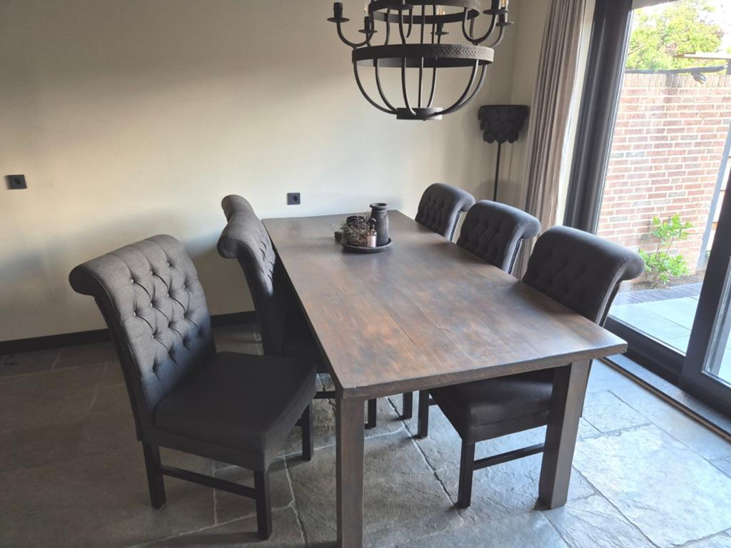 Landelijke eettafel voor sober stoere inrichting 220 lang, Huis en Inrichting, Tafels | Eettafels, Ophalen, 200 cm of meer, 50 tot 100 cm