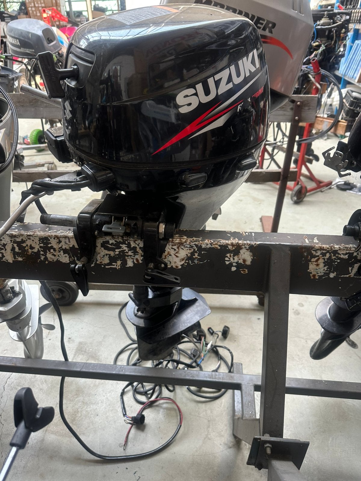 Suzuki 8 pk 4 takt,langstaart.Electrische start, Watersport en Boten, Buiten- en Binnenboordmotoren, Ophalen, Gebruikt, Viertaktmotor