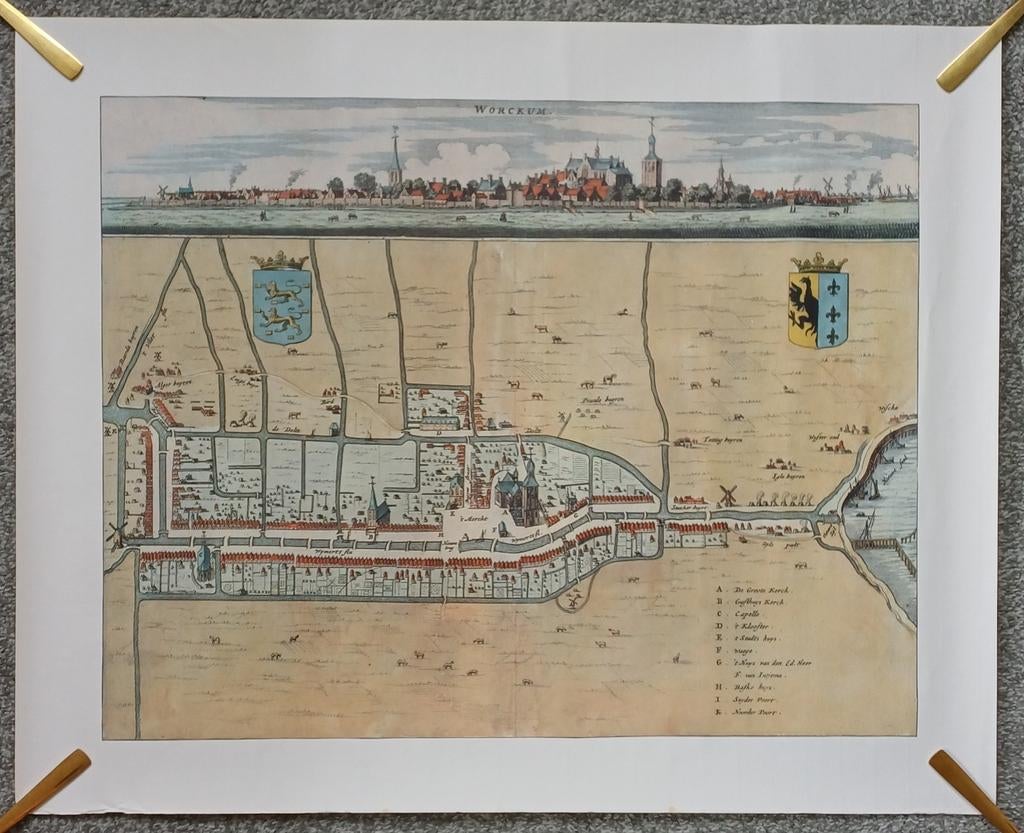 Historische Stadsplattegrond Workum - Bernardus 1664, Boeken, Atlassen en Landkaarten, Bernardus Schotanus a Sterringa, Voor 1800