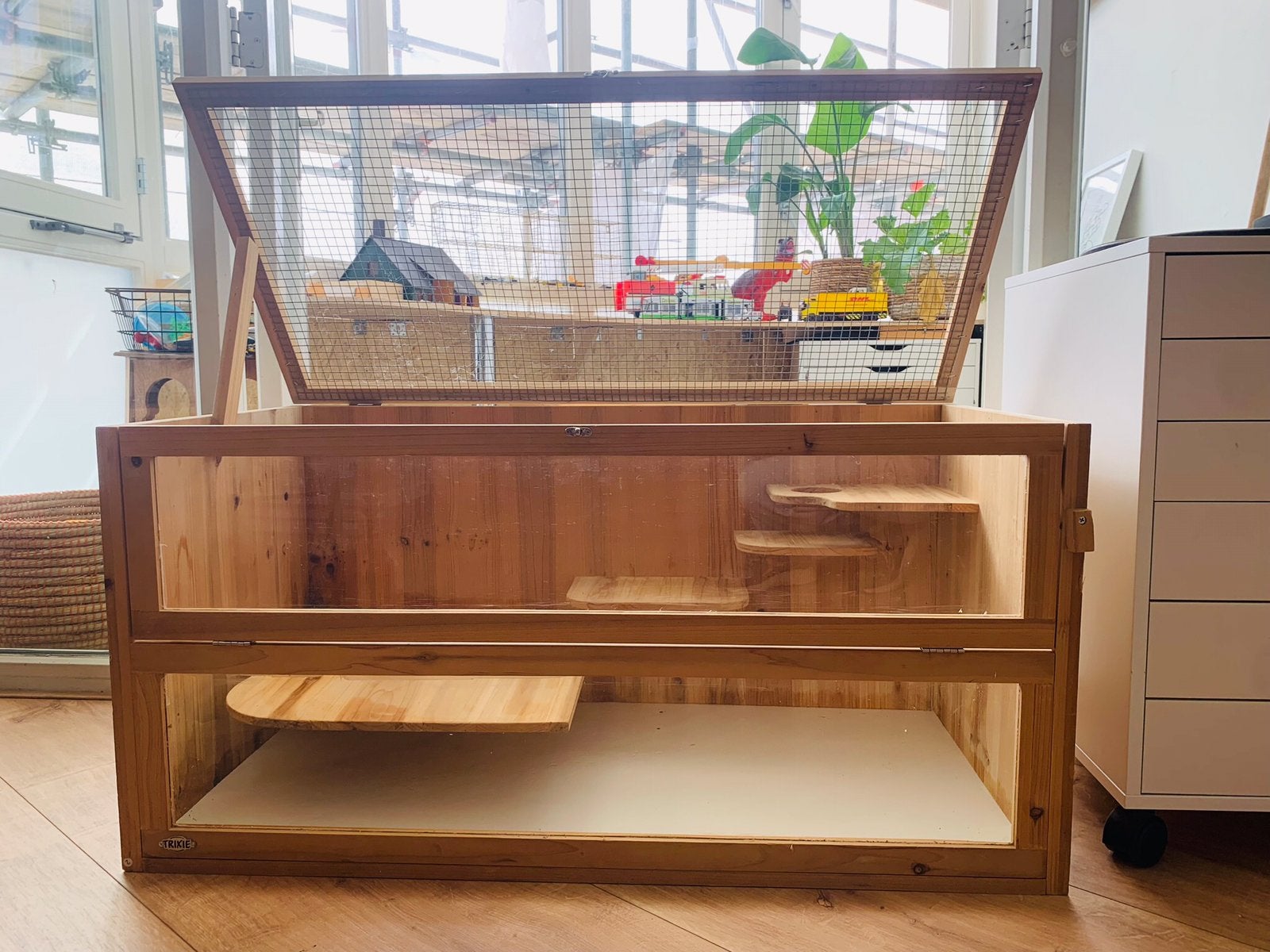 Trixie houten knaagdieren hok voor hamsters, Dieren en Toebehoren, Knaagdieren en Konijnen | Hokken en Kooien, Gebruikt, 75 tot 110 cm
