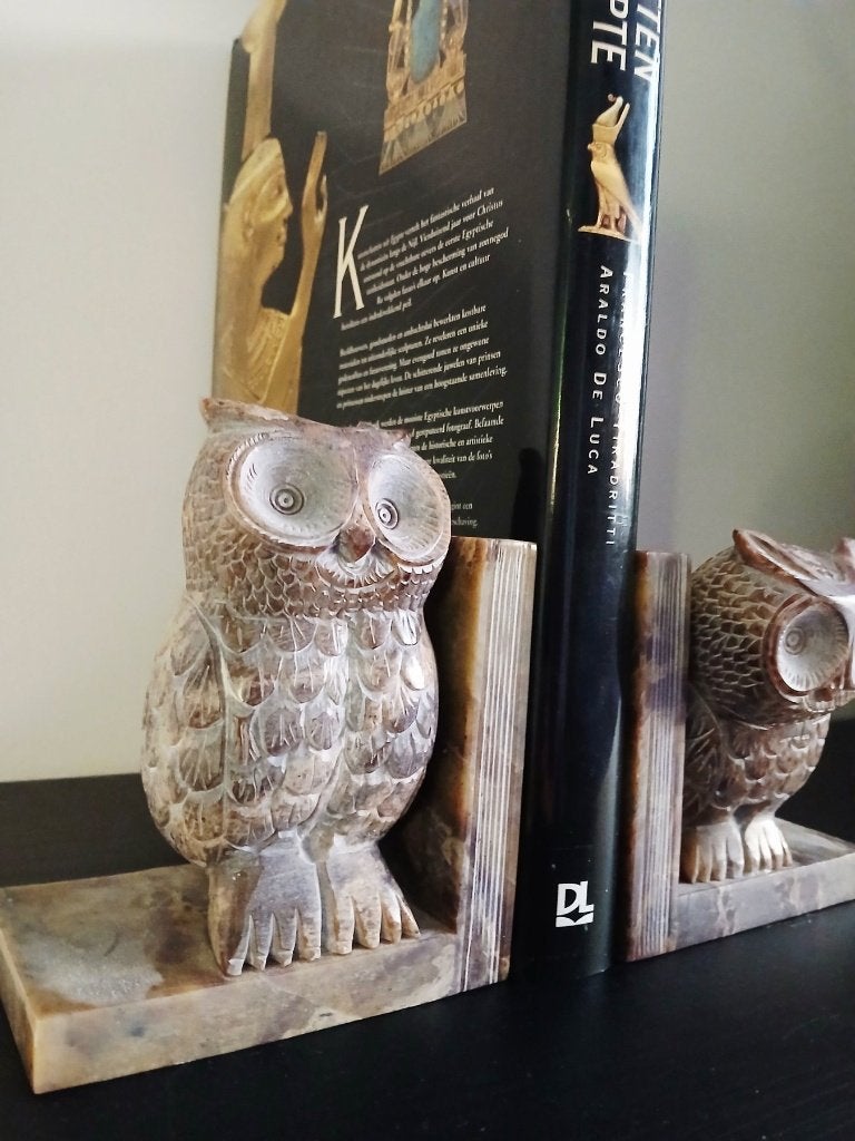 Italiaanse marmeren boekensteunen Uil, Verzenden, Zo goed als nieuw