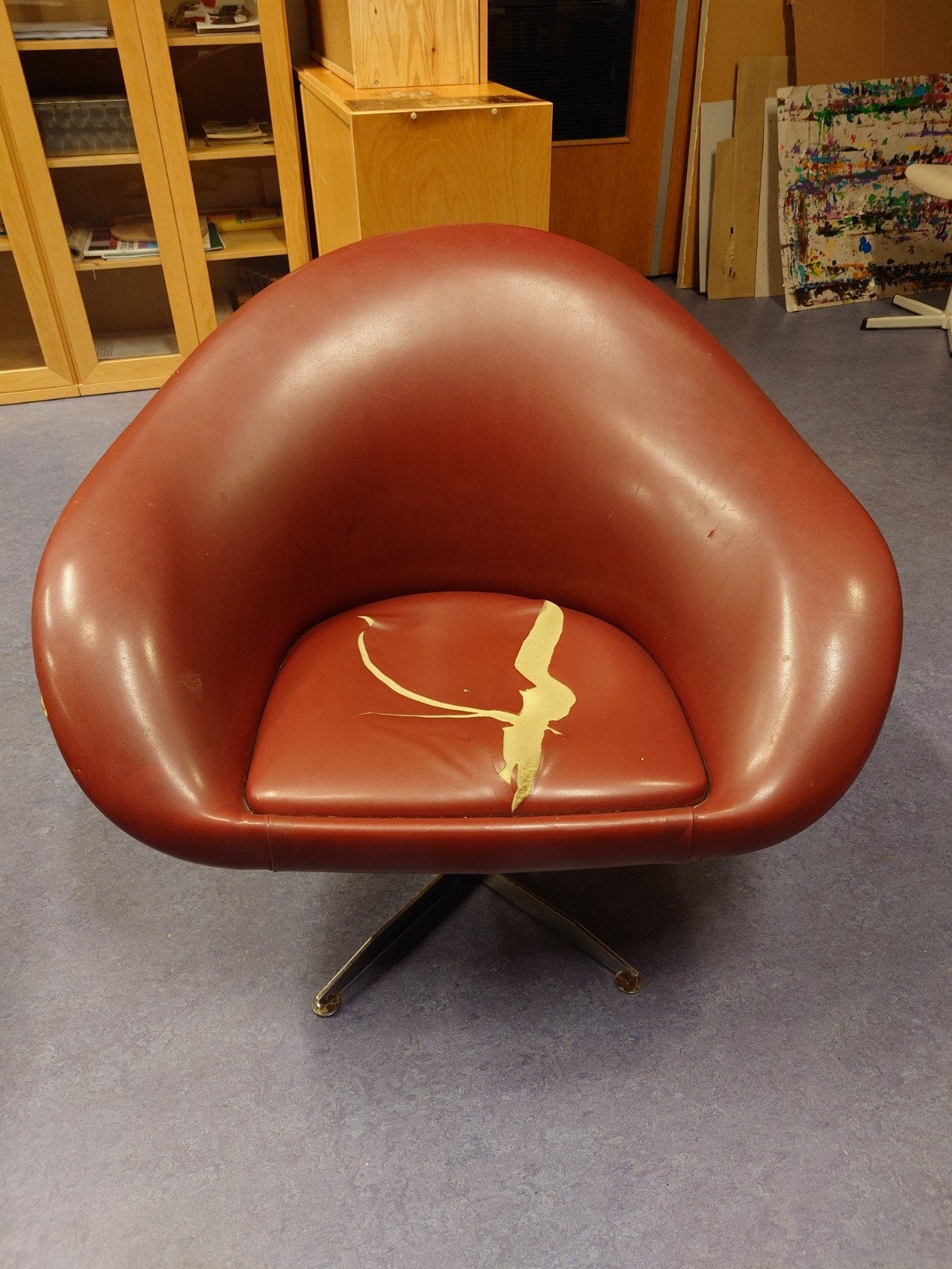Vintage Saarinen/ Folko jansson space age Tulp fauteuil -, Huis en Inrichting, Eén, Rood, Kunststof, Gebruikt