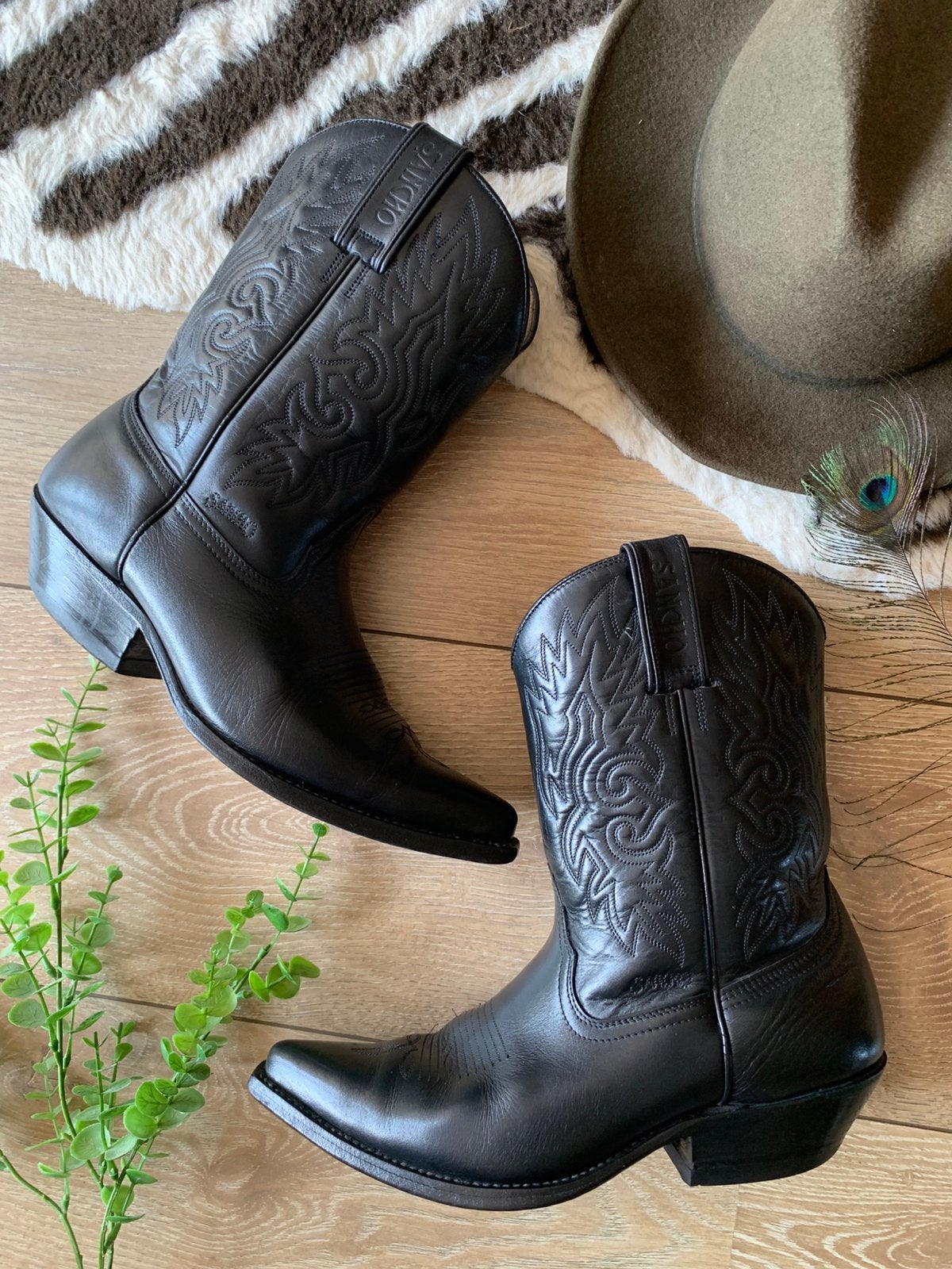 Sancho cowboylaarzen 41 western boots bohemian laarzen, -, Zwart, -, Lage of Enkellaarzen