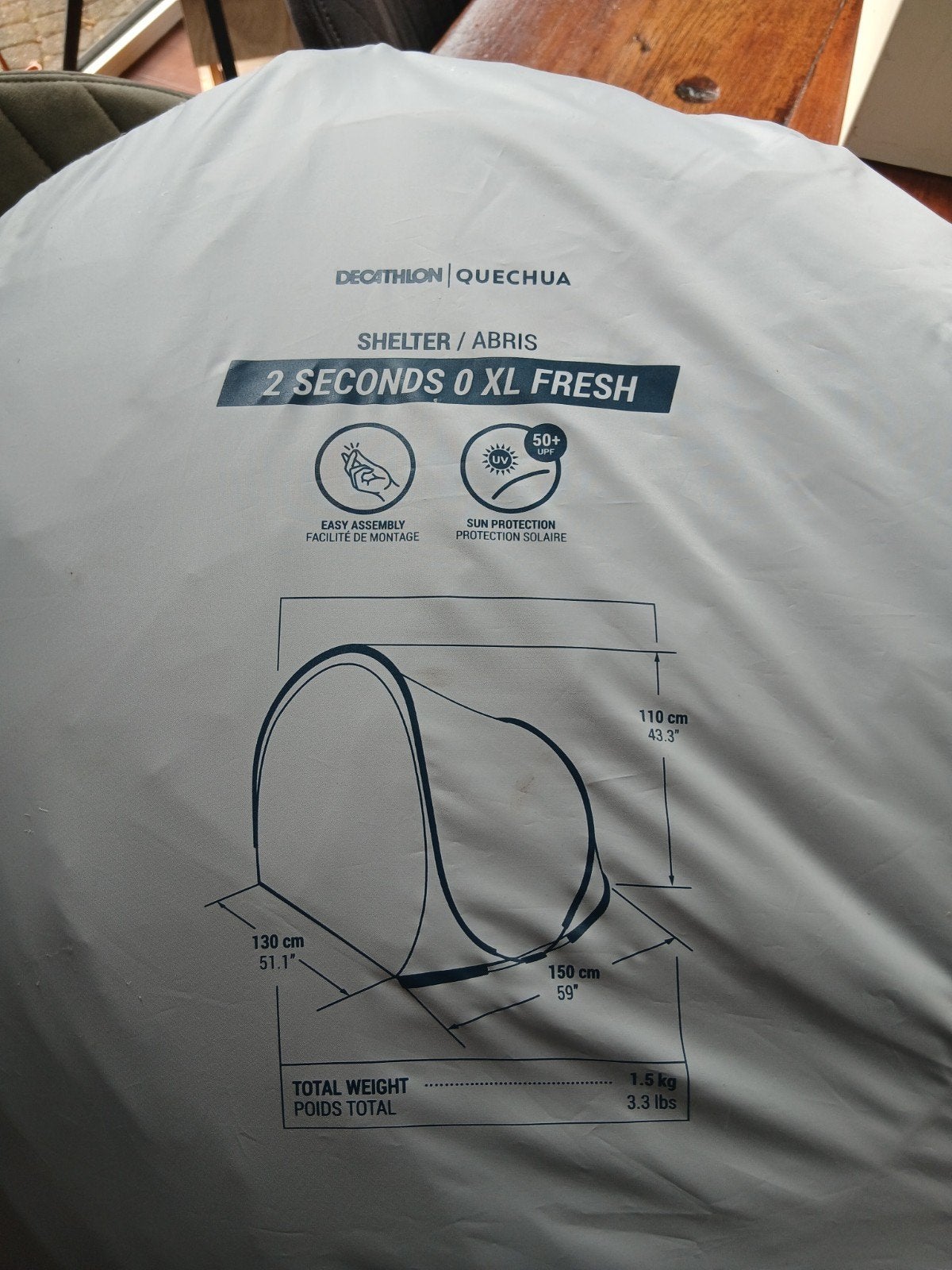 decathlon quechua shelter abris 2 seconds 0 xl fresh, Ophalen, Zo goed als nieuw