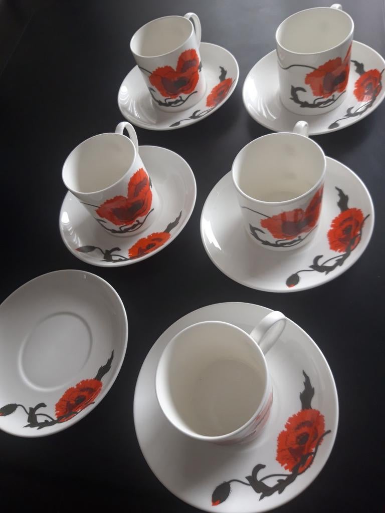 Vintage WEDGWOOD Susie Cooper kop-en schotels, Ophalen, Gebruikt, Porselein, Kop en/of schotel