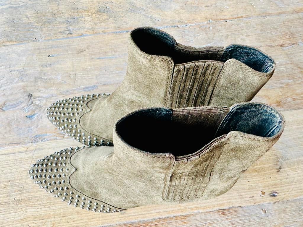 ASH biker laarzen suede spikes studs maat 41, Bruin, Lage of Enkellaarzen, Ophalen of Verzenden, Zo goed als nieuw