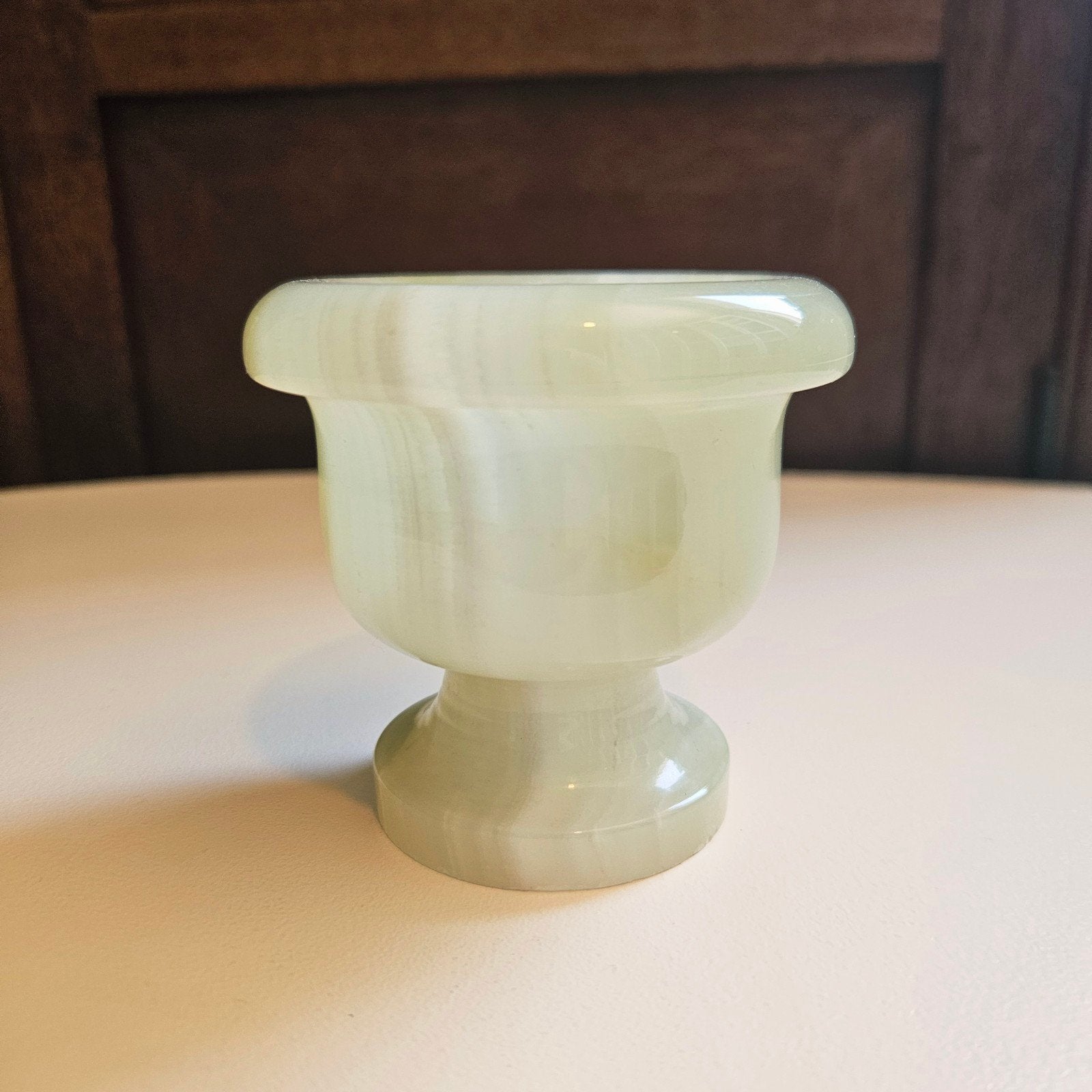 Vintage Onyx Vaasje - Groen Marmeren Decoratie, Ophalen of Verzenden