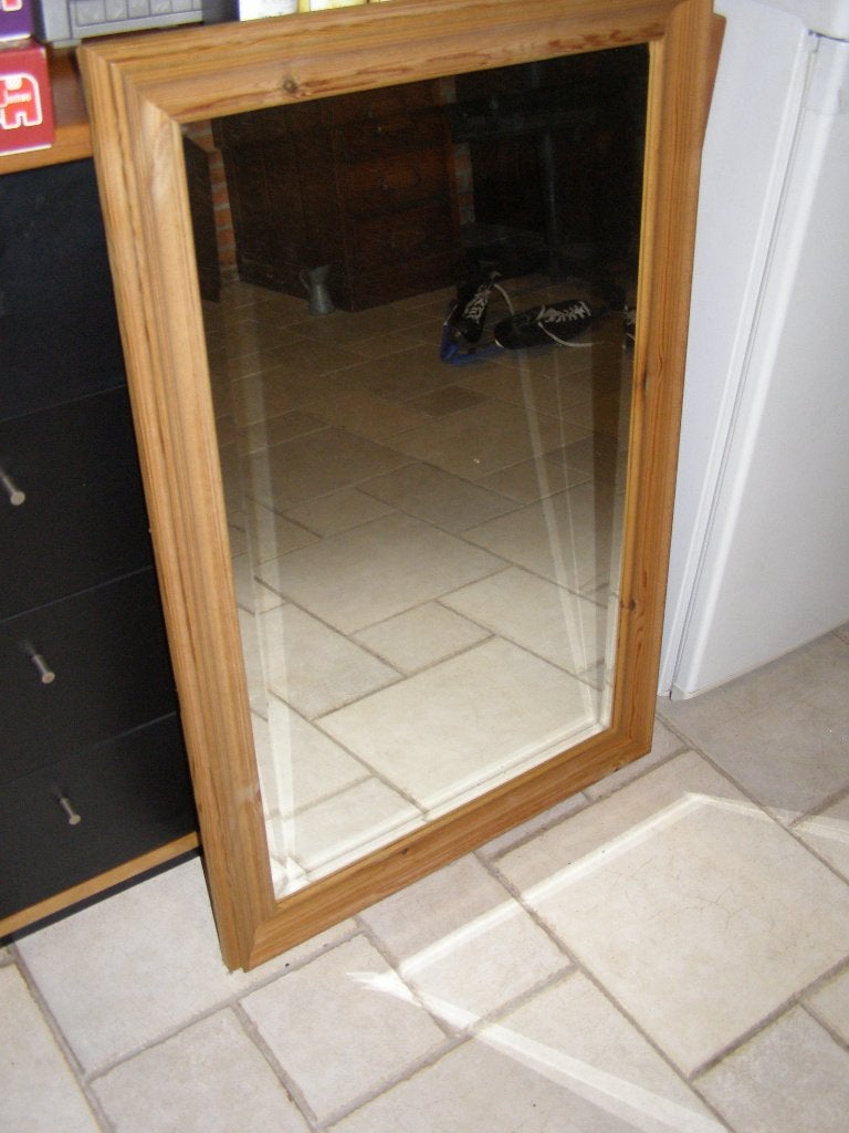 Grote grenen spiegel, Ophalen of Verzenden, Zo goed als nieuw, Minder dan 100 cm, Rechthoekig