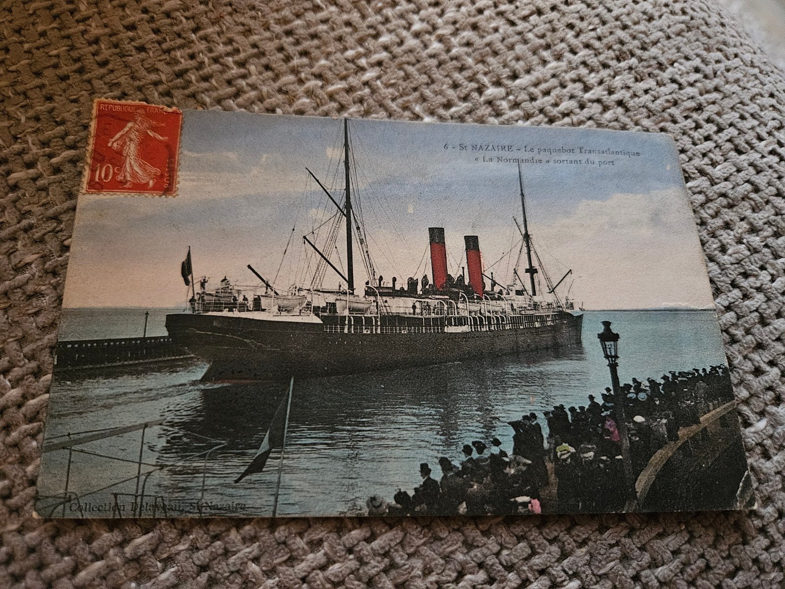 stoomschip "La Normandie" van de Compagnie Générale Transatl, Verzamelen, Ophalen of Verzenden, Voor 1920, Gelopen, Frankrijk