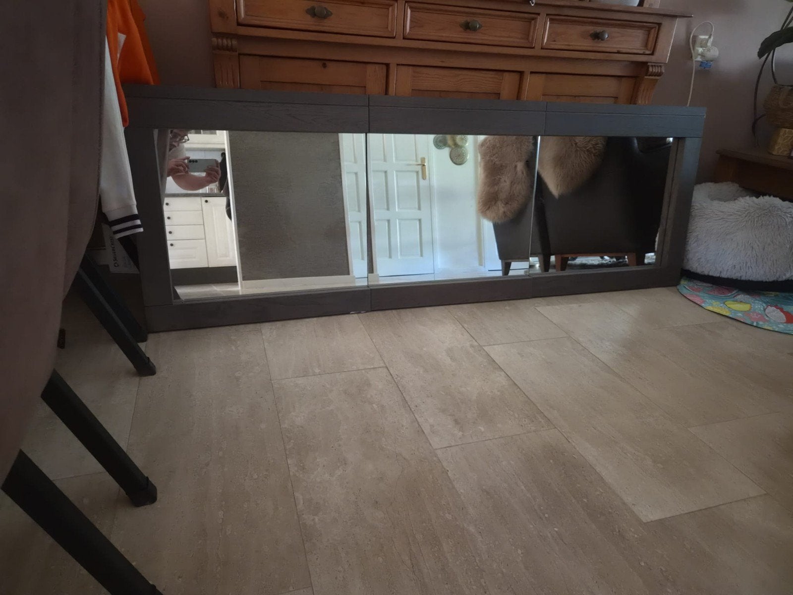 Moderne spiegel met houten lijst. 3 delig, Ophalen, Rechthoekig, Minder dan 100 cm