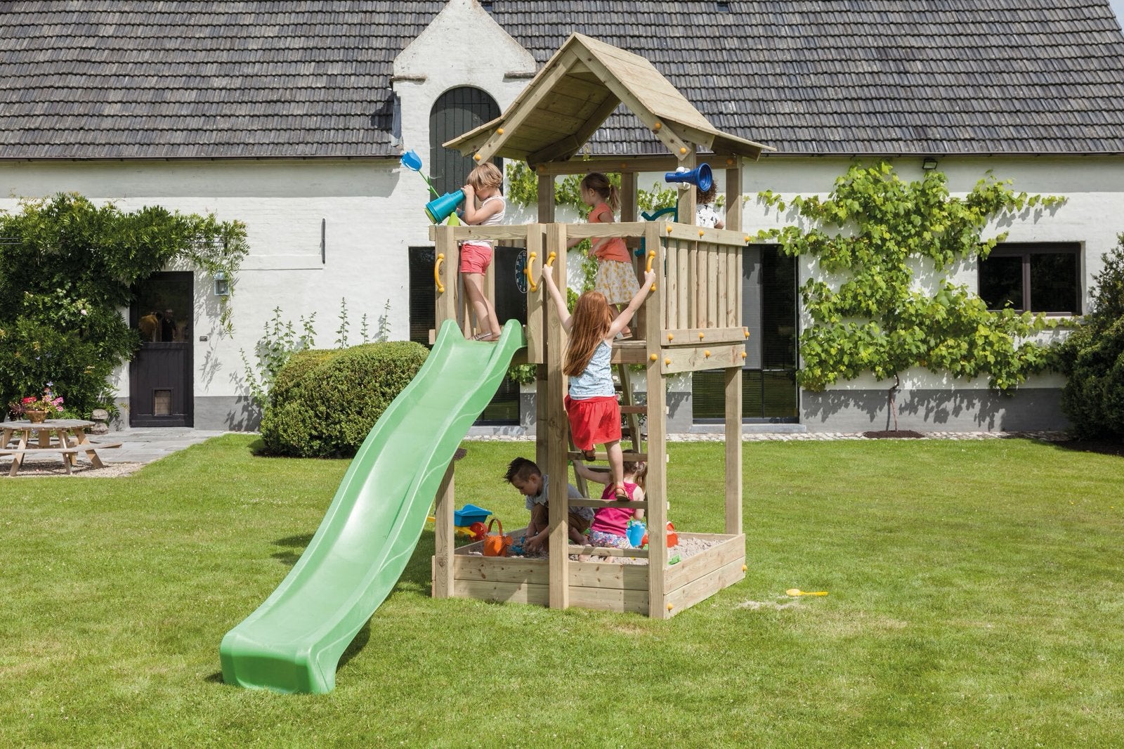Speeltoestel Pagoda speeltoren | glijbaan en schommelaanbouw, Ophalen of Verzenden, Nieuw, Schommel