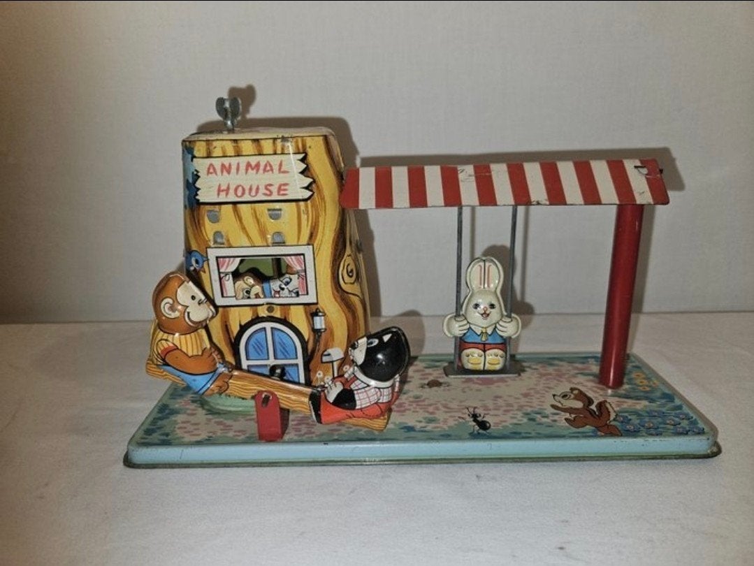 Vintage TPS Blikken Speelgoed Animal House Japan 1950-1960, Ophalen of Verzenden