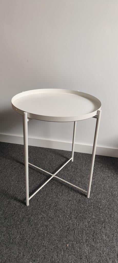Wit bijzet tafeltje Ikea gladom, Ophalen of Verzenden, Rond, Minder dan 55 cm