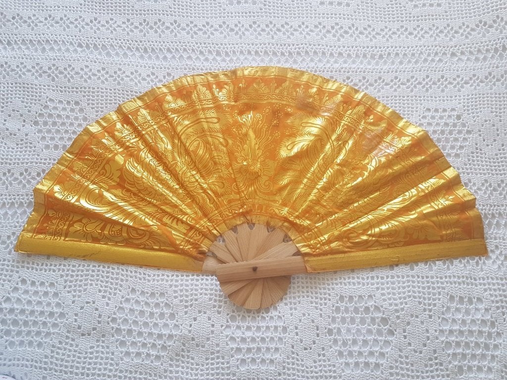 Waaier goud/oranje stoffen wanddecoratie, Ophalen of Verzenden, Zo goed als nieuw