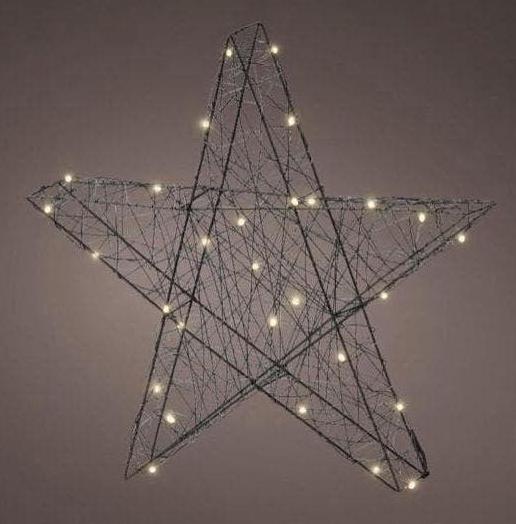 Kerstster 3D met 30 LED en timer, zwart, 30cm, 2 sts, nieuw, Ophalen of Verzenden, Nieuw