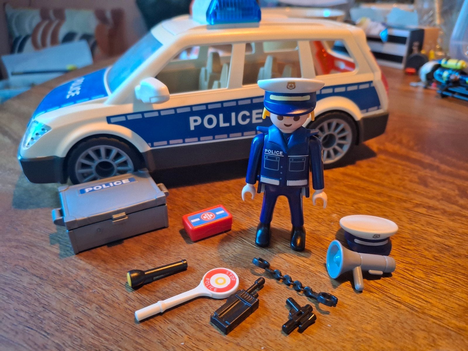 Playmobil Politieauto met licht en geluid - Verkleurd, Ophalen of Verzenden, Gebruikt, Complete set, Voertuig