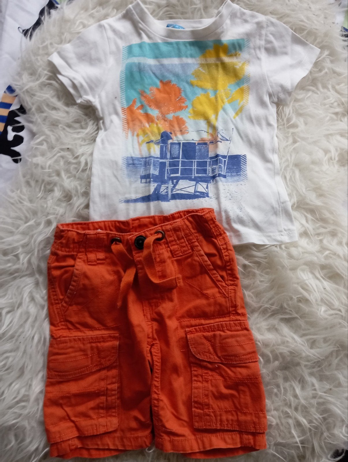 Hema Zomersetje: Oranje Korte Broek & T-shirt Maat 86/92, Ophalen of Verzenden, Hema, Jongetje, Setje