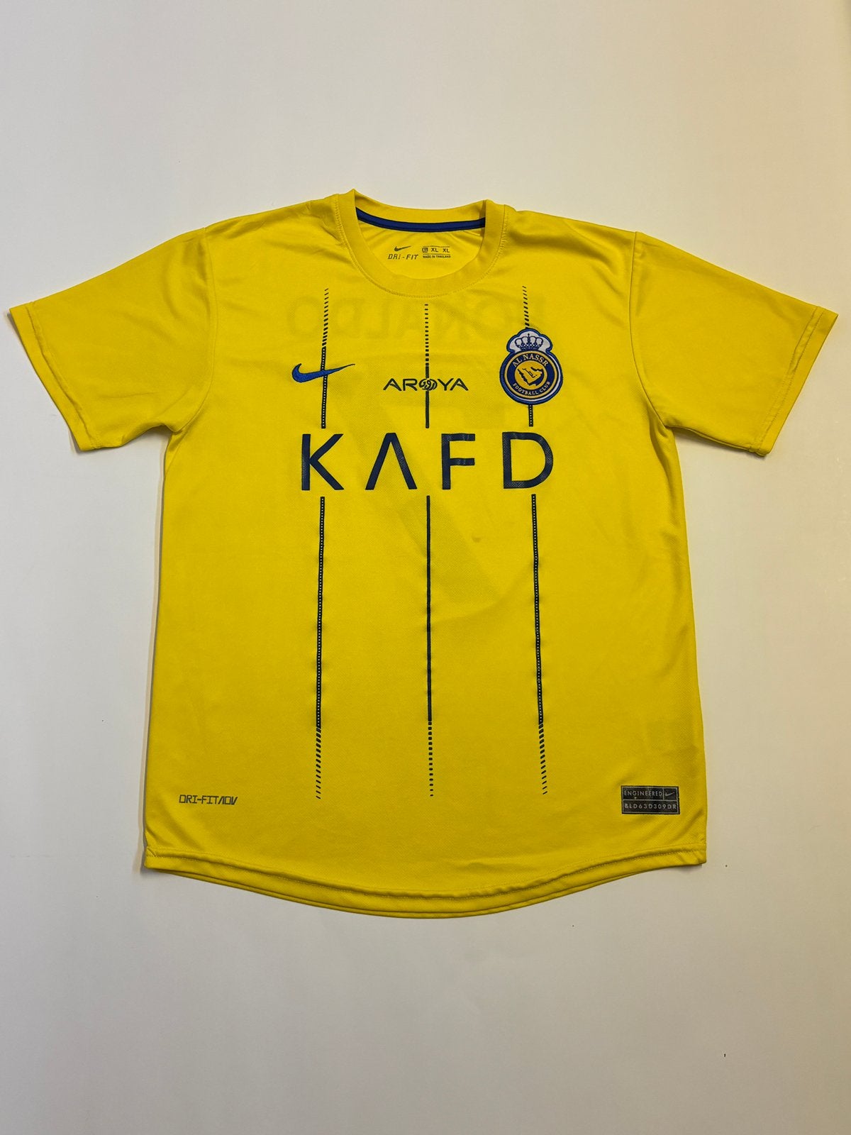 Al Nassr Ronaldo Home shirt, Maat 52/54 (L), Geel, Ophalen of Verzenden, Zo goed als nieuw