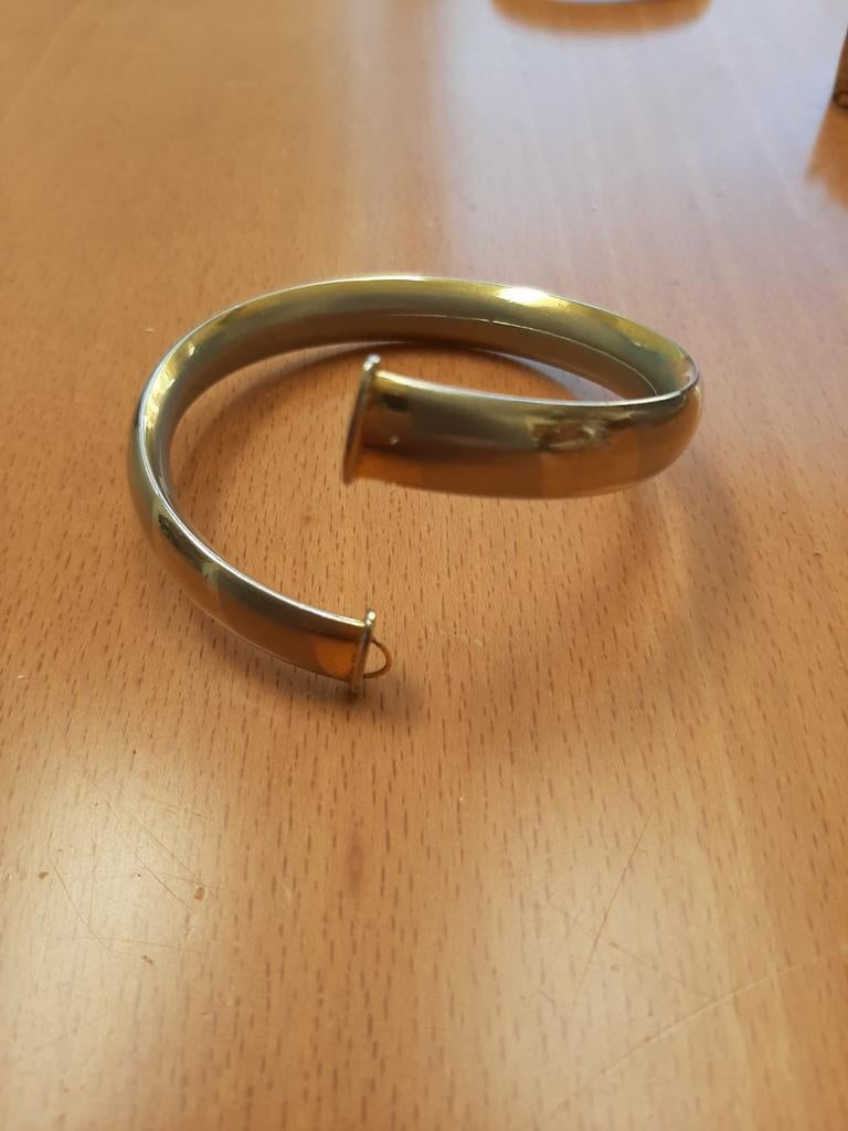 Manchet armband art deco stijl  7,5 cm, Ophalen of Verzenden, Goud, Overige materialen