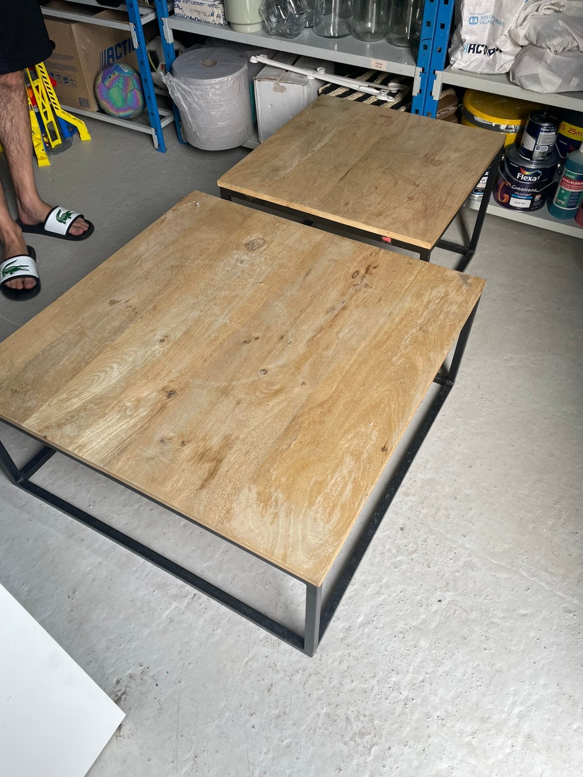 2 Bruine Salontafels 80x80 en 60x60 (2 stuks voor €60), Ophalen of Verzenden, Zo goed als nieuw, Vierkant, 50 tot 100 cm