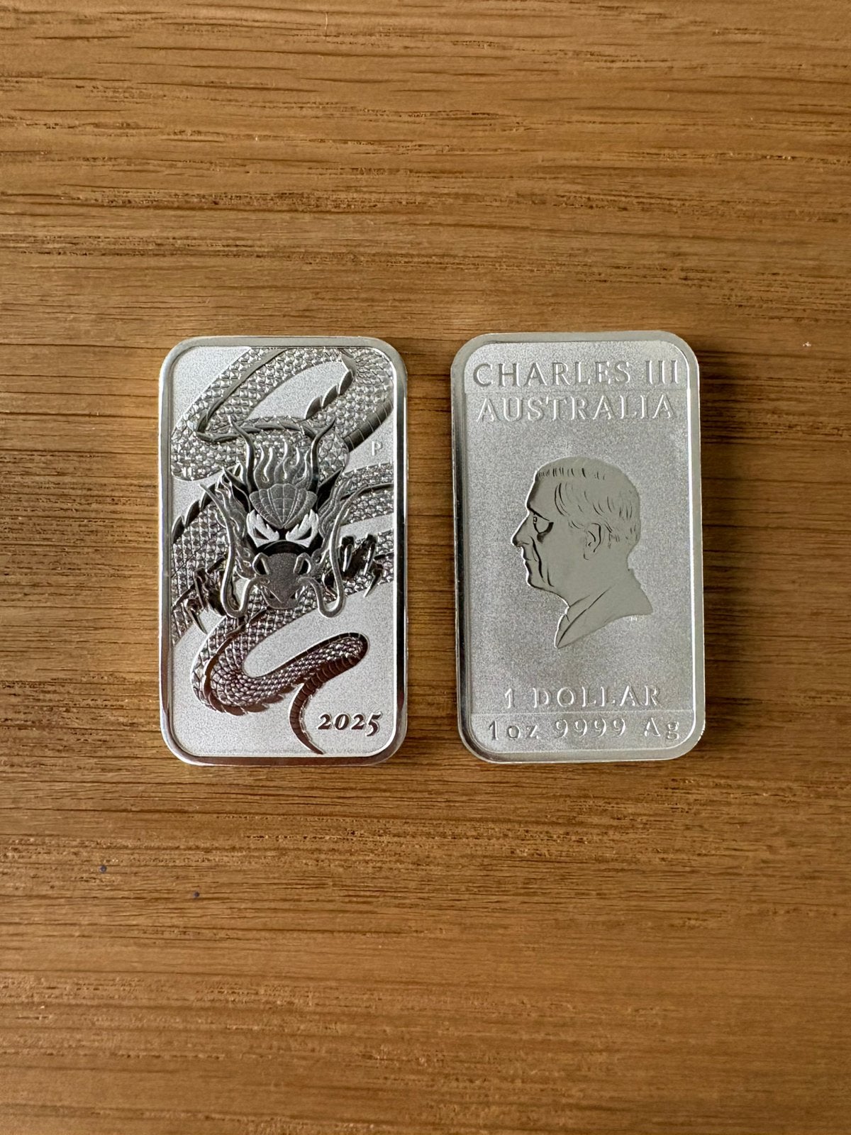 1 ounce zilver dragon rectangular 2025 Perth Mint, Ophalen of Verzenden, Zilver