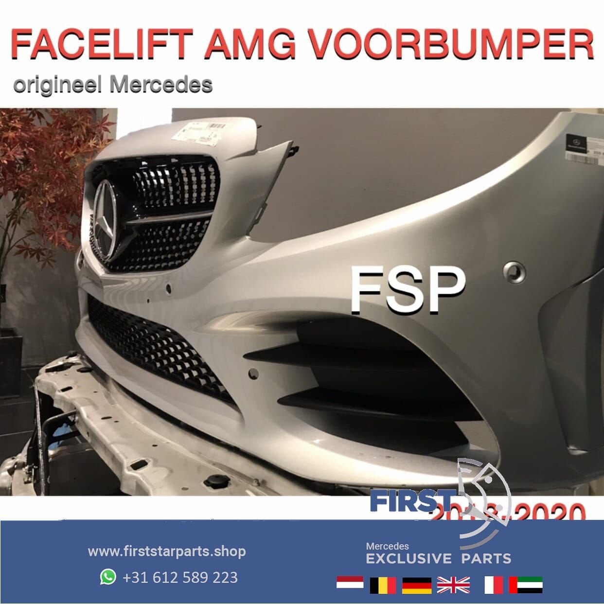 W205 C205 43 AMG BUMPER COMPLEET Mercedes C Klasse 43 ORIGIN, Auto-onderdelen, Gebruikt, -, Voor, Ophalen of Verzenden