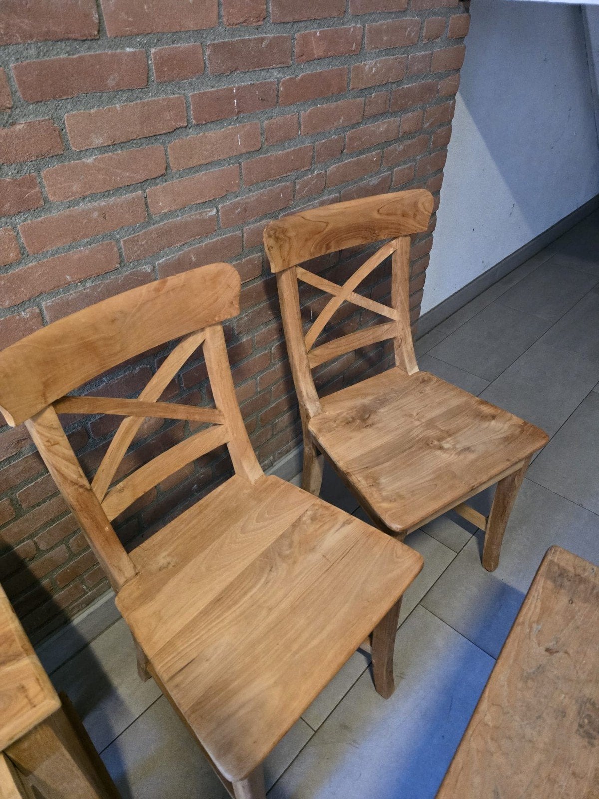 blank teakhouten stoelen 2 stuks., Ophalen of Verzenden, Bruin, Vijf, Zes of meer stoelen
