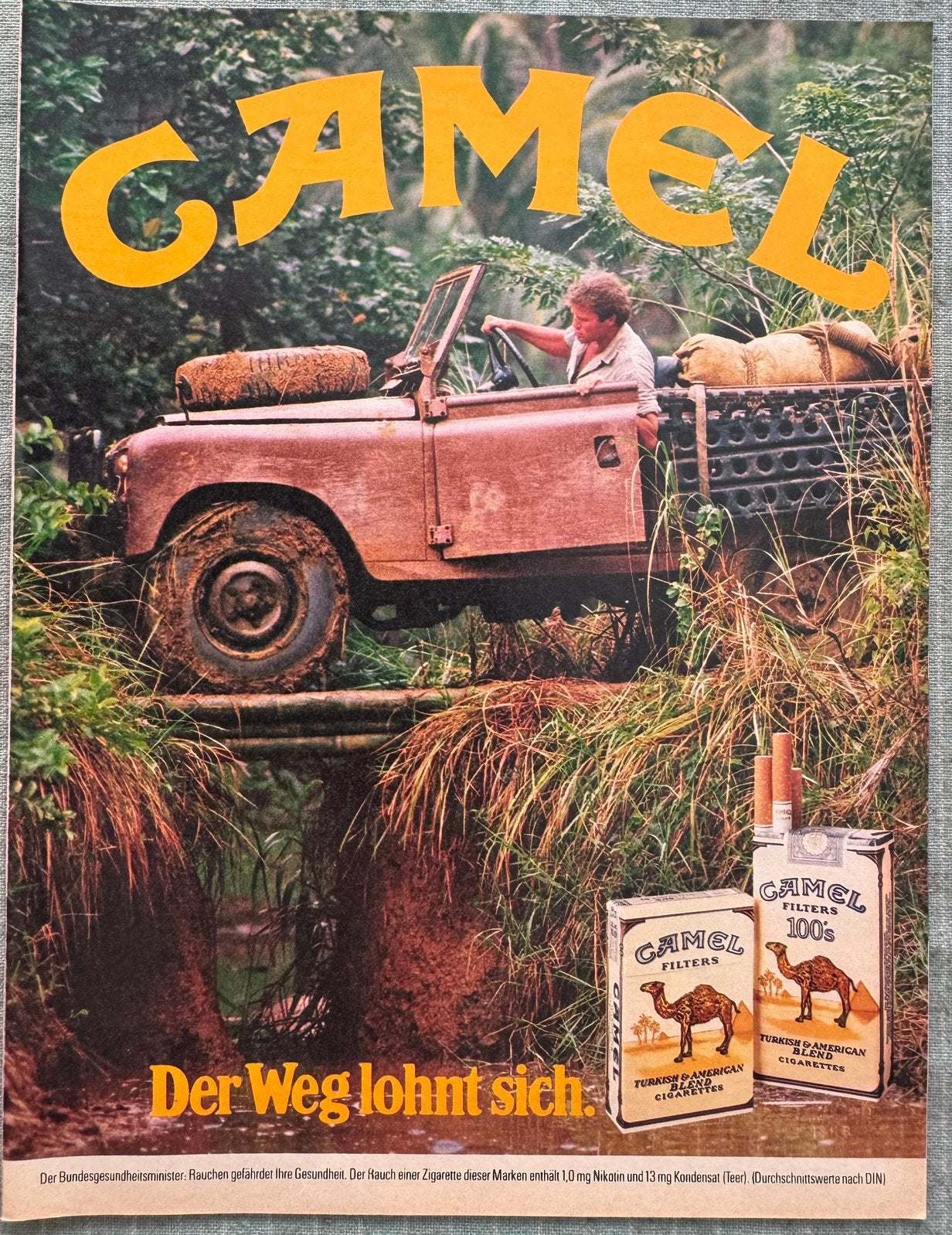 Advertentie 1987 Camel met Landrover Defender Cabriolet, Verzenden, Zo goed als nieuw, Auto's