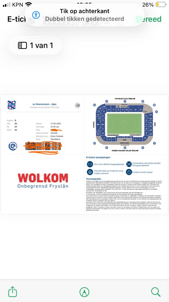 sc Heerenveen Ajax 2 tickets, Tickets en Kaartjes, Twee personen