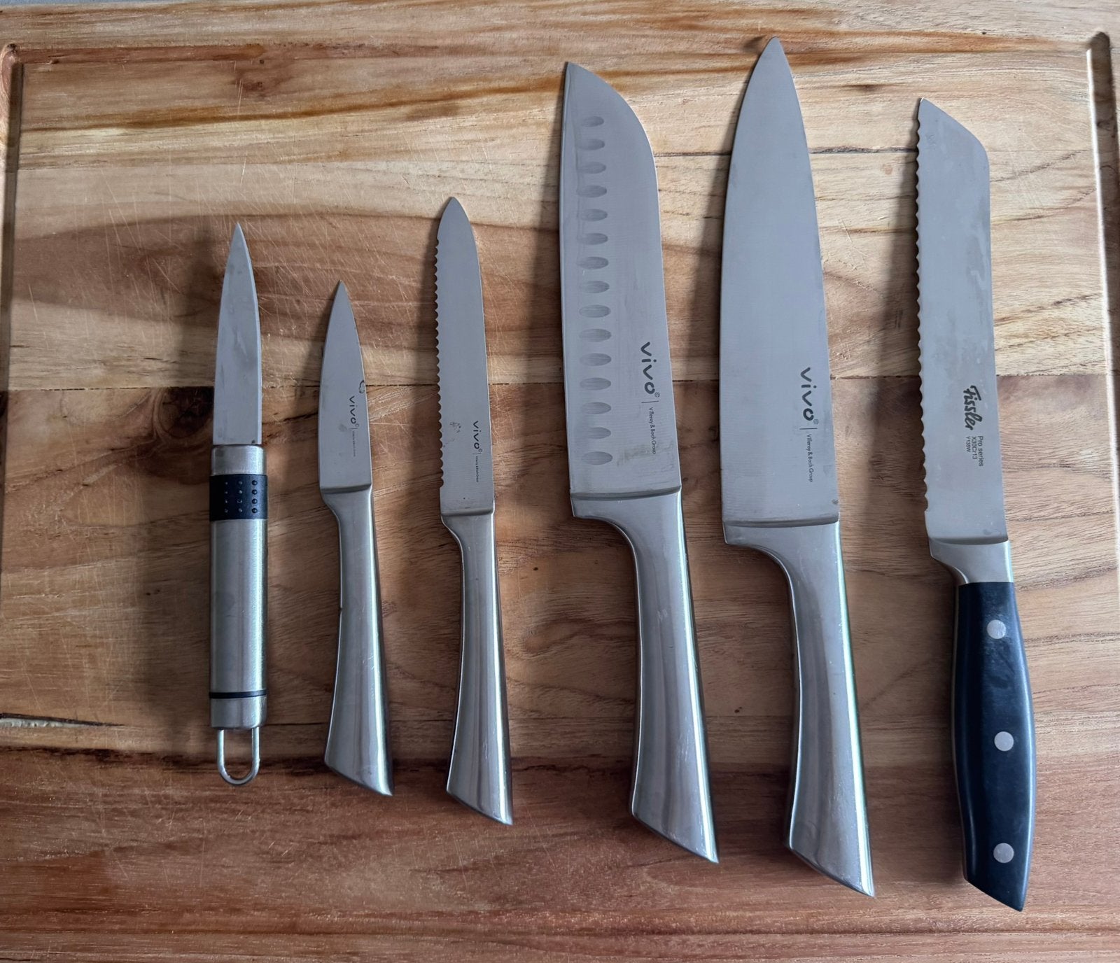Complete messenset – Vivo + 2 extra messen | 6 stuks, Zo goed als nieuw, Rvs of Chroom, Los bestek, Vivo
