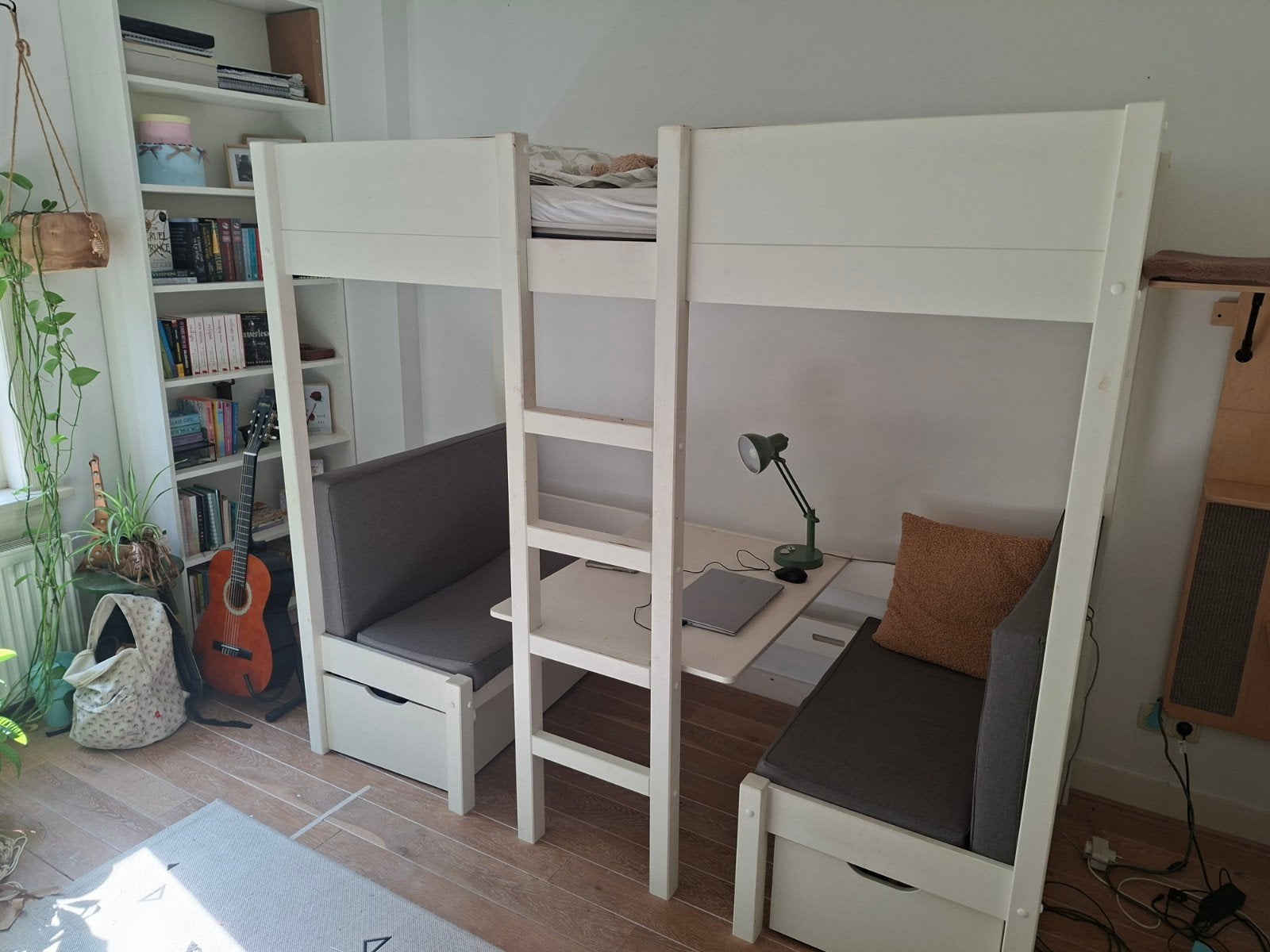 Hoogslaper met Zitje, Bureau en Opberglades, Ophalen, Gebruikt, Eenpersoons, 90 cm