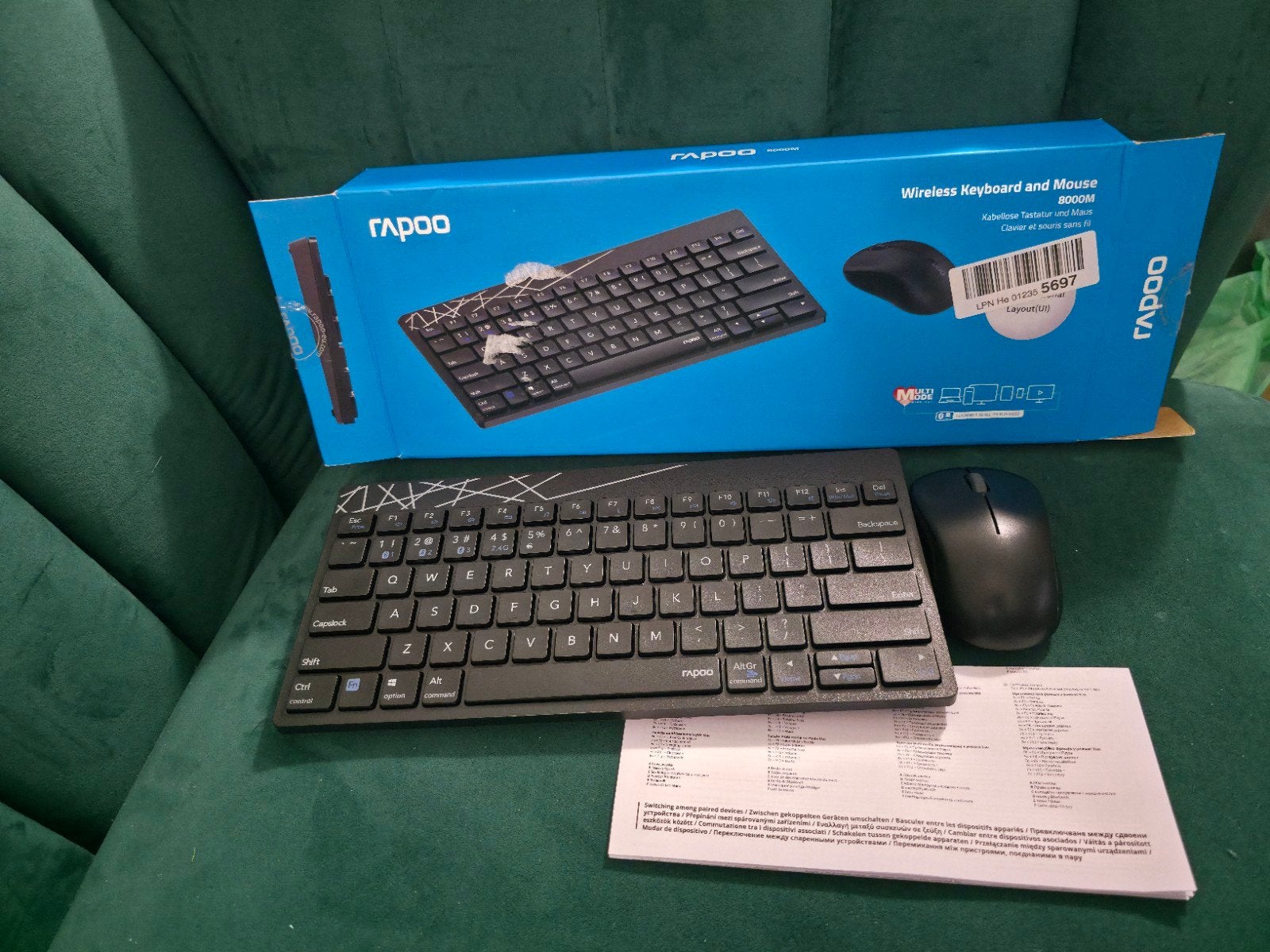 Rapoo 8000M Multi-mode Draadloze Toetsenbord en Muis Set - U, Ophalen, Nieuw