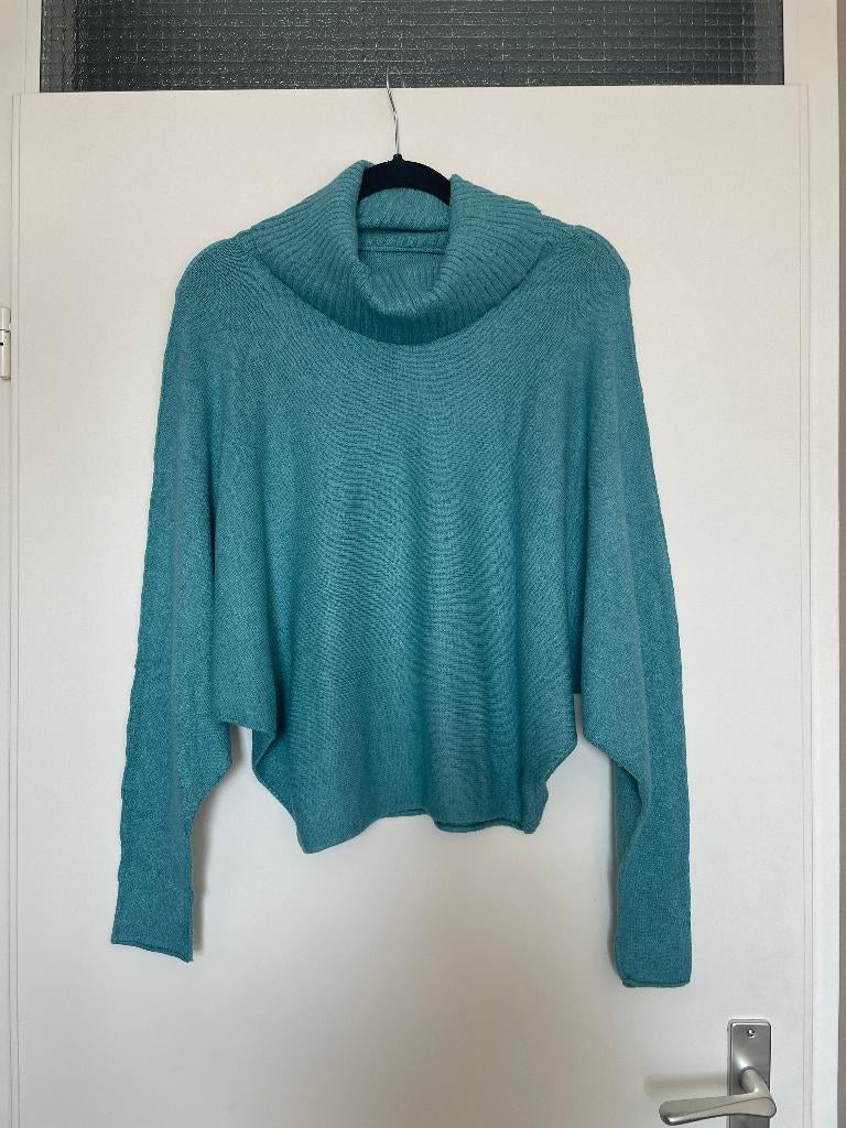 dames blauwe sweater waterval kol trui vleermuis mouwen mt M, Maat 38/40 (M), Made in Italy, Blauw, Ophalen of Verzenden