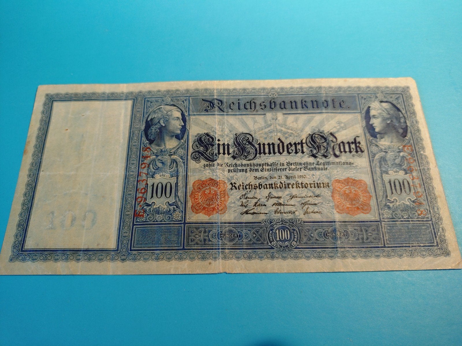 Historisch 100 Mark biljet uit 1910 - Duitsland, Ophalen of Verzenden, Duitsland, Los biljet