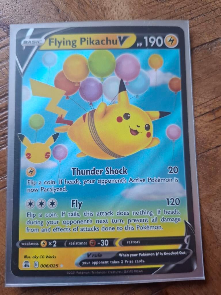 Flying Pikachu V Pokémonkaart Celebrations 006/025, Ophalen of Verzenden, Zo goed als nieuw, Losse kaart, Foil