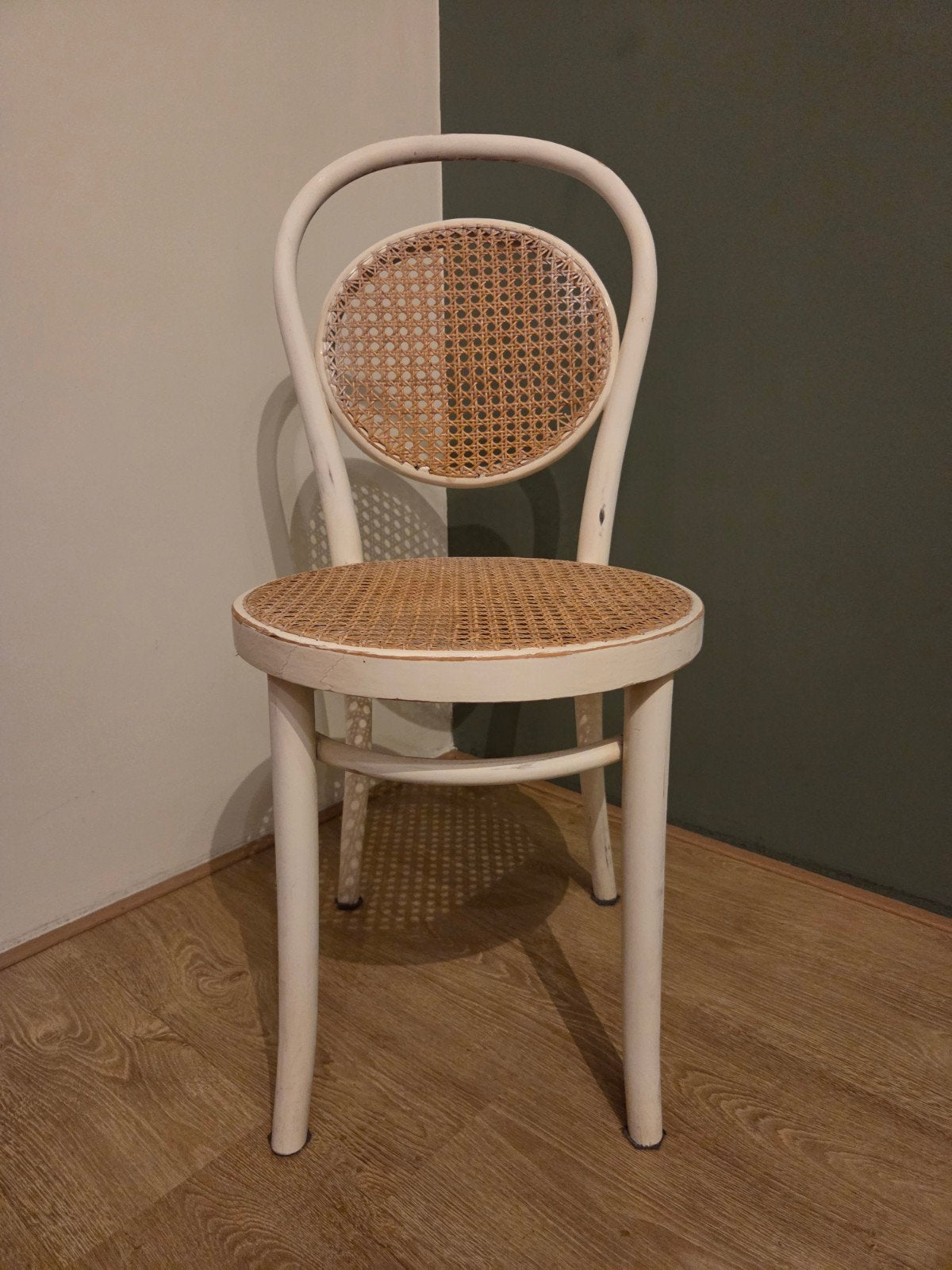 Thonet stoel met webbing, wit, Ophalen, Gebruikt, Wit, Eén