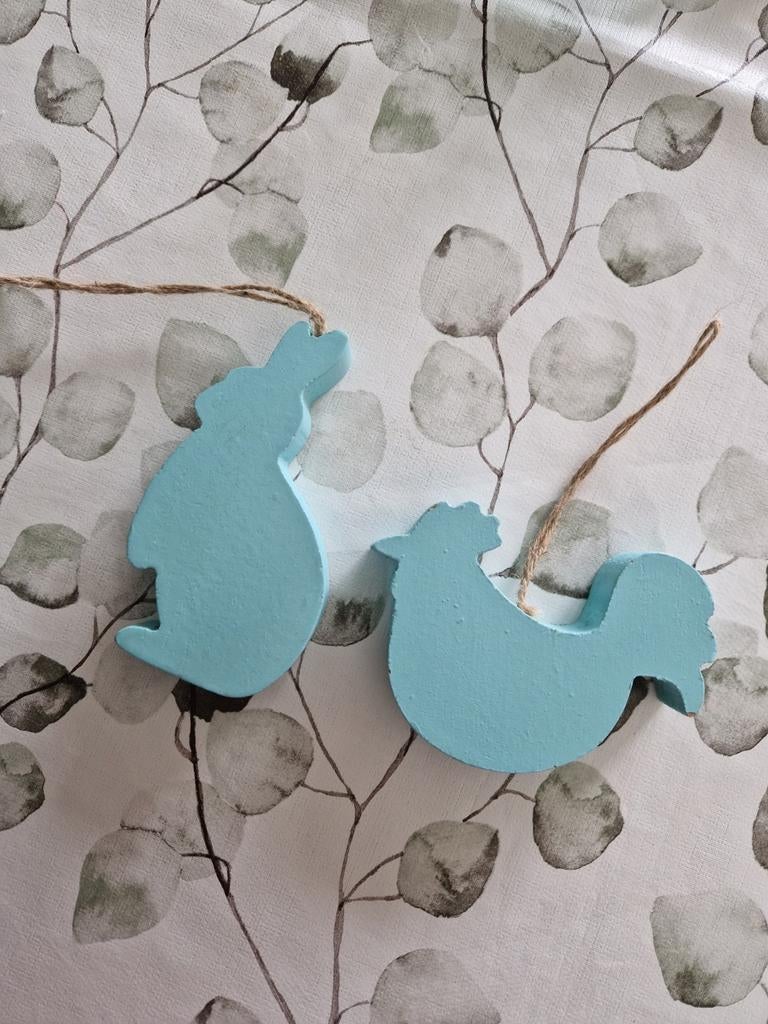 Houten paasdecoratie / haasje en kip, Ophalen of Verzenden, Zo goed als nieuw
