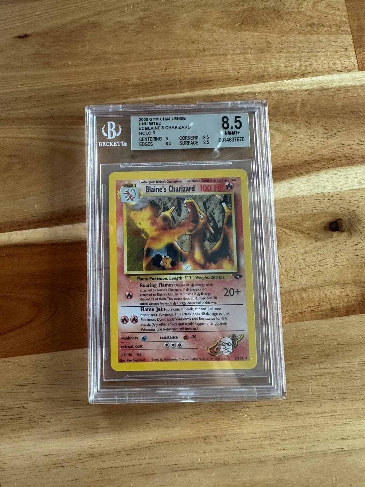 Blaine’s charizard beckett 8,5, Ophalen of Verzenden, Zo goed als nieuw