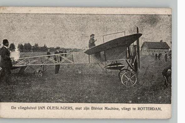 Historisch Jan Olieslagers Blériot vliemachine te Rotterdam, Ophalen of Verzenden, Voor 1920, Ongelopen, Zuid-Holland